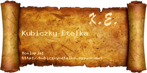 Kubiczky Etelka névjegykártya